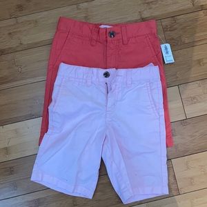 TWO pairs preppy pink boys chino shorts - 5T